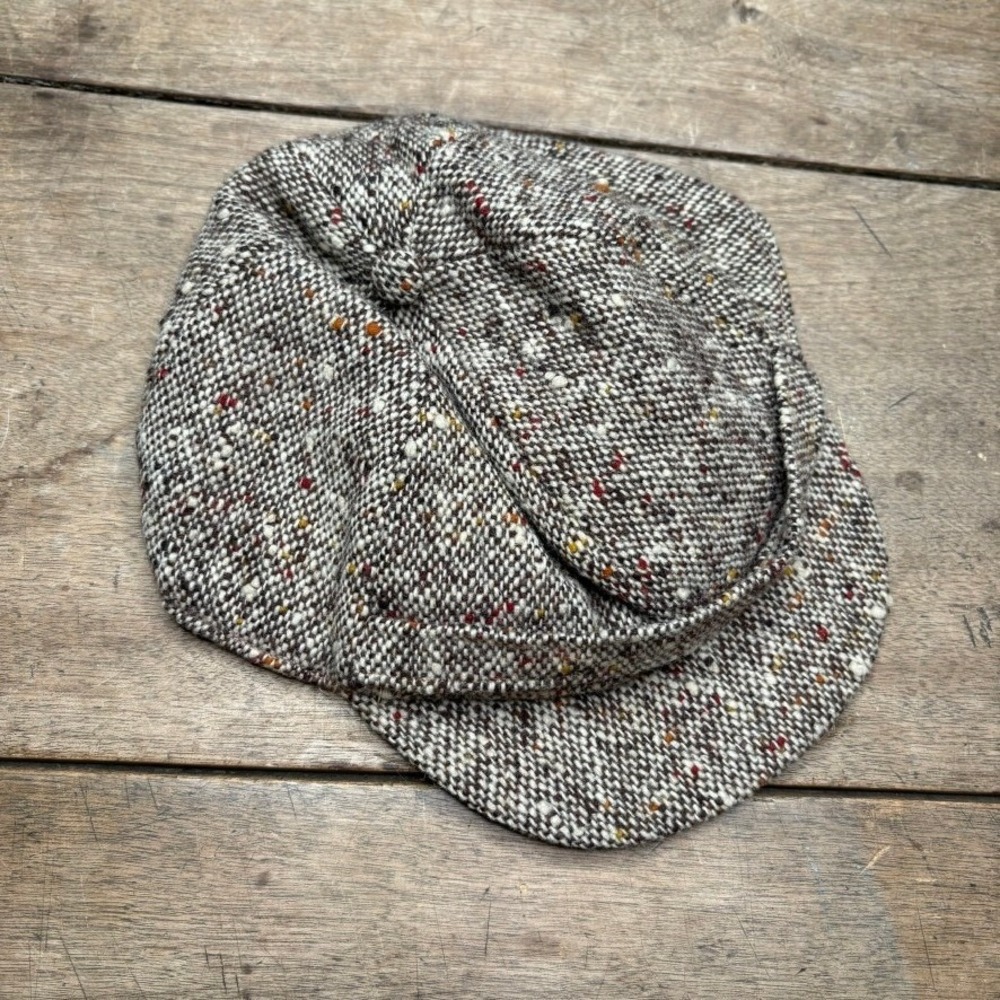 Vintage MARSHALL FIELD Newsboy Cap‎ Men's OS Brown Tweed Wool Flat Cap